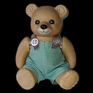 Porcelain Jointed Teddy Bear Anthropomorphic Figurine‎ Homco Doll 1980's